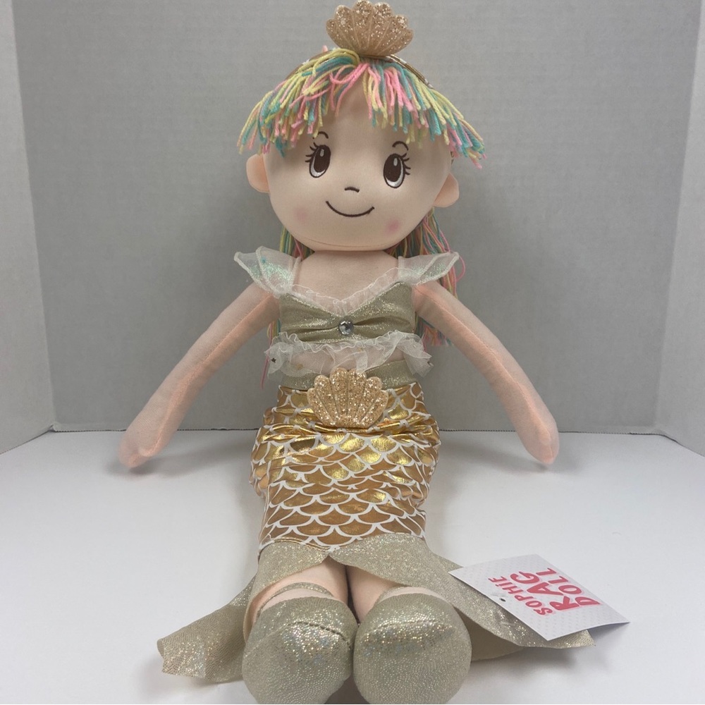 Sophie Rag Doll ,Soft, 19" great baby shower, Birthday toddler  Mermaid  #1028